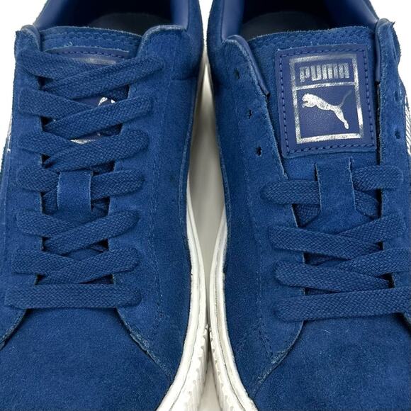 Puma Elemental Women Sneaker Size 8 Blue Suede Platform Lace-Up Low-Top Comfort - Picture 11 of 15